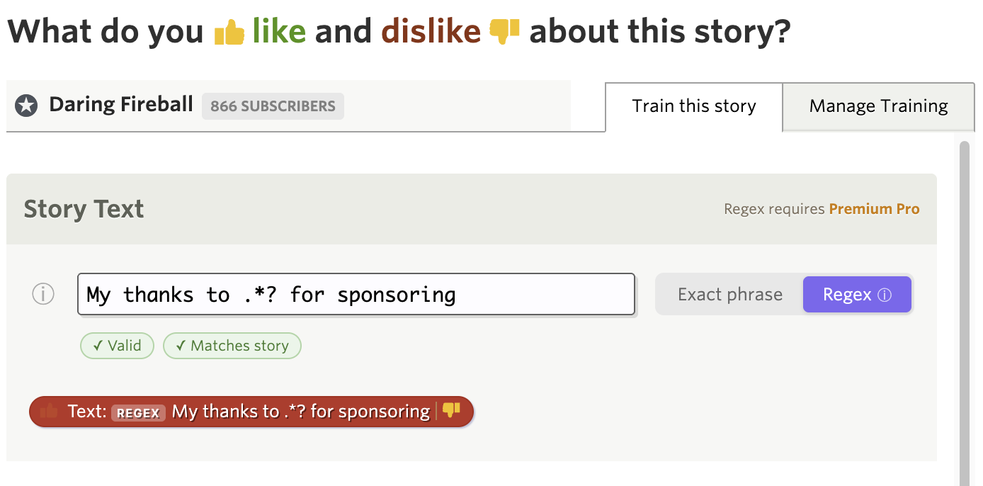Regex mode toggle for intelligence classifiers